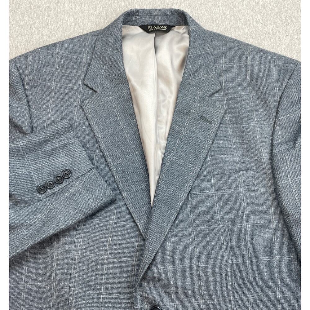 Jos A Bank Blazer Mens 44R Plaid Wool Blend 2-Button Lined Single Breasted